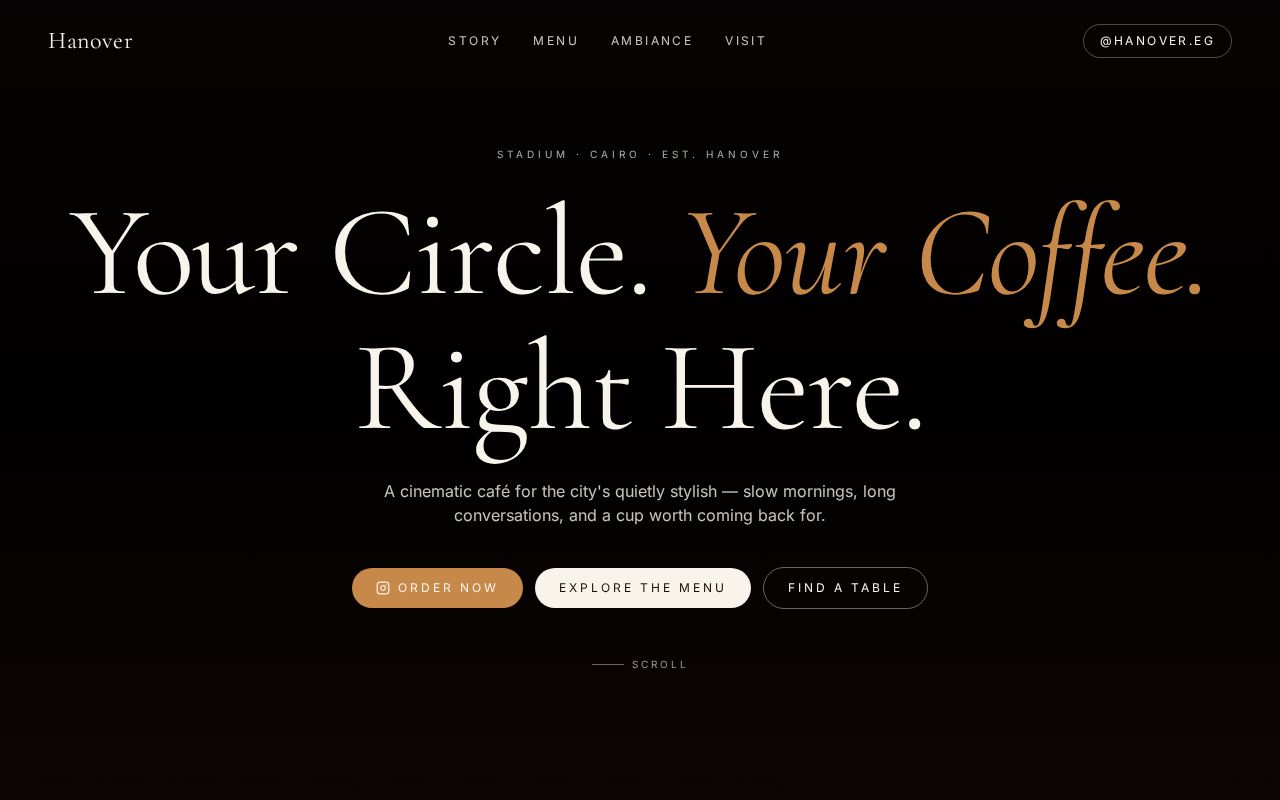 Hanover Cafe website design by Sam Web Studio