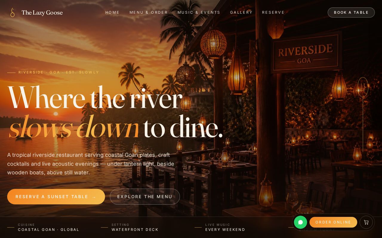 The Lazy Goose Goa website design by Sam Web Studio