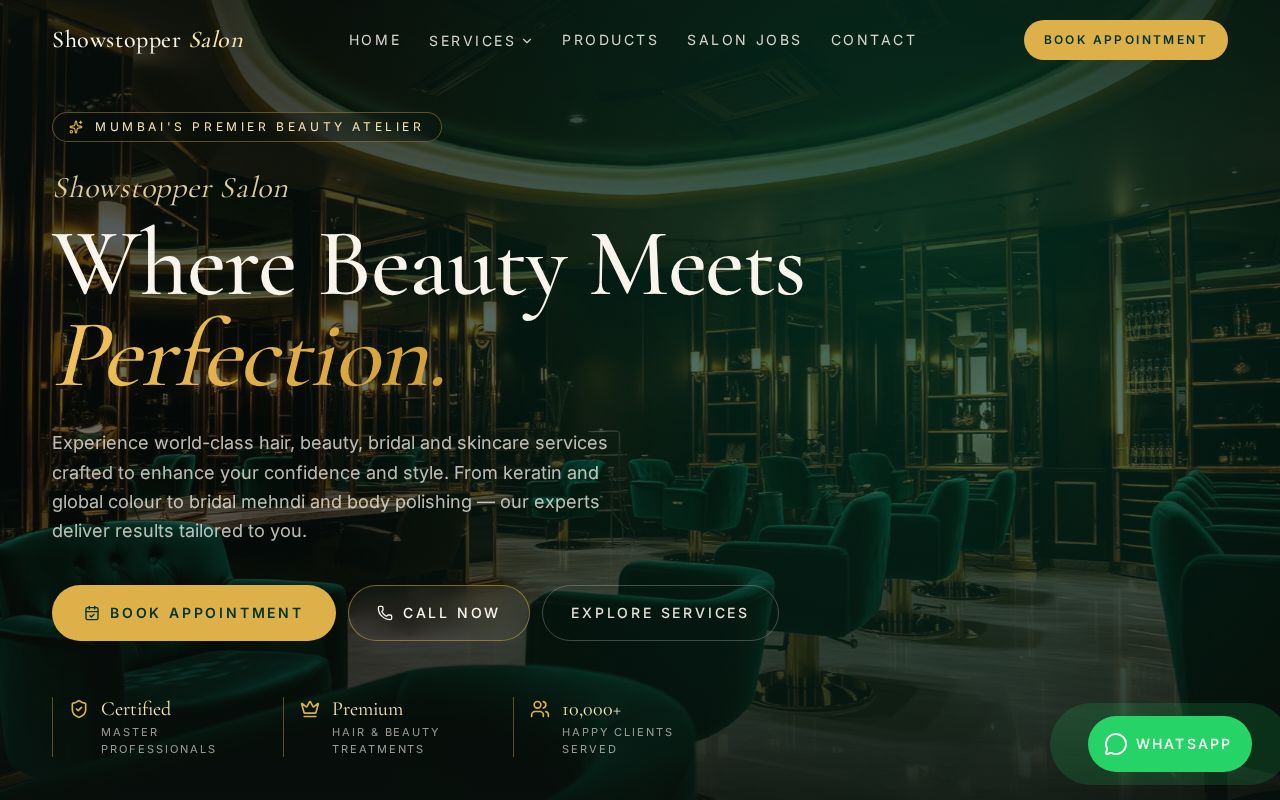Showstopper Salon website design by Sam Web Studio